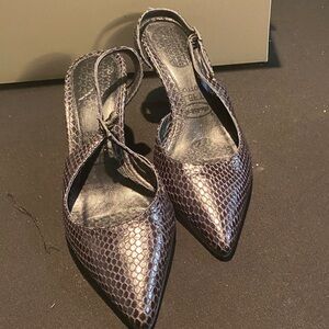 Talbots Textured Black Slingback Heels